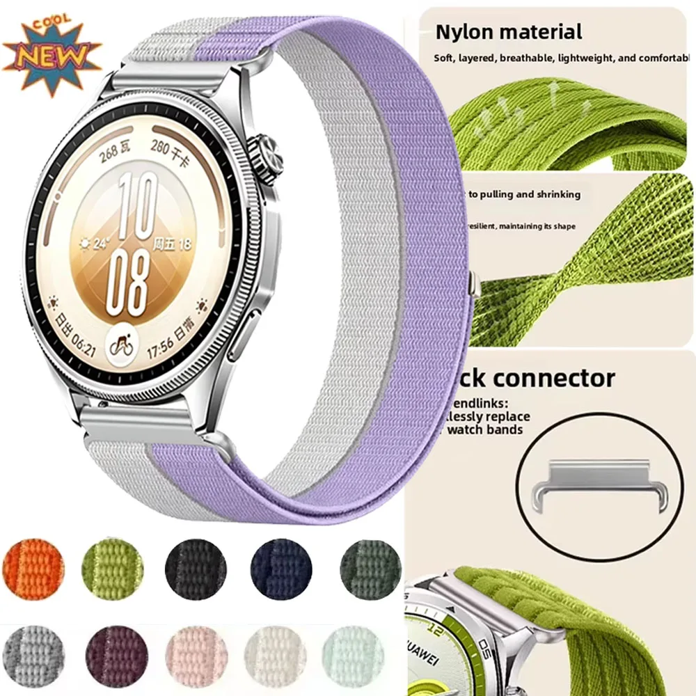 18/20/22mm Nylon Strap for Huawei Watch5 GT7/6/5/4 Pro Braided Wristband for Amazfit Active Max 2 3/Balance 2 3 COROS PACE 4 Pro