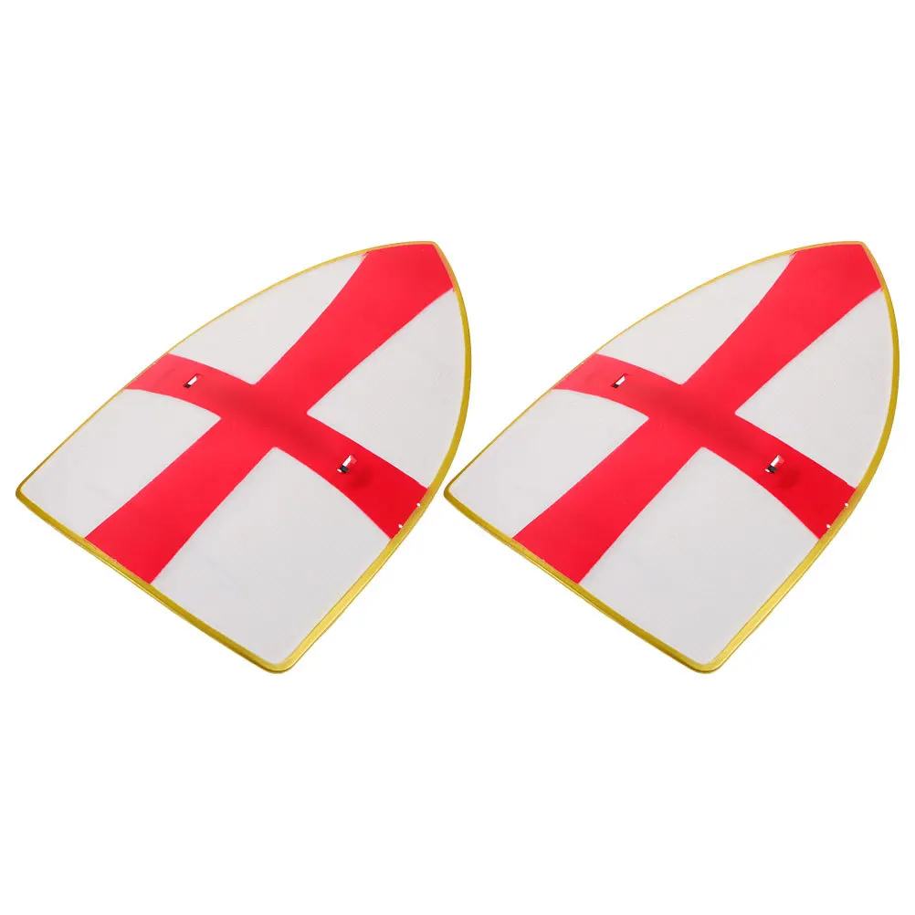 2Pcs Cartoon Cross Pattern Shield Kids Cosplay Accessory Resistant Plastic Props for Parent Child Interaction Play