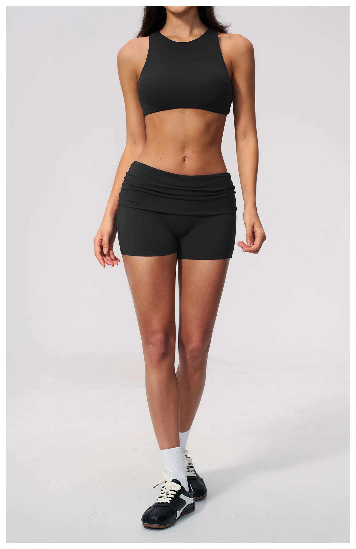 Damen Sport-BH mit Rückenausschnitt, Stoßdämpfend, Push-Up, Schnelltrocknend, Einfarbig, für Fitness, Laufen und Yoga – Detail 27