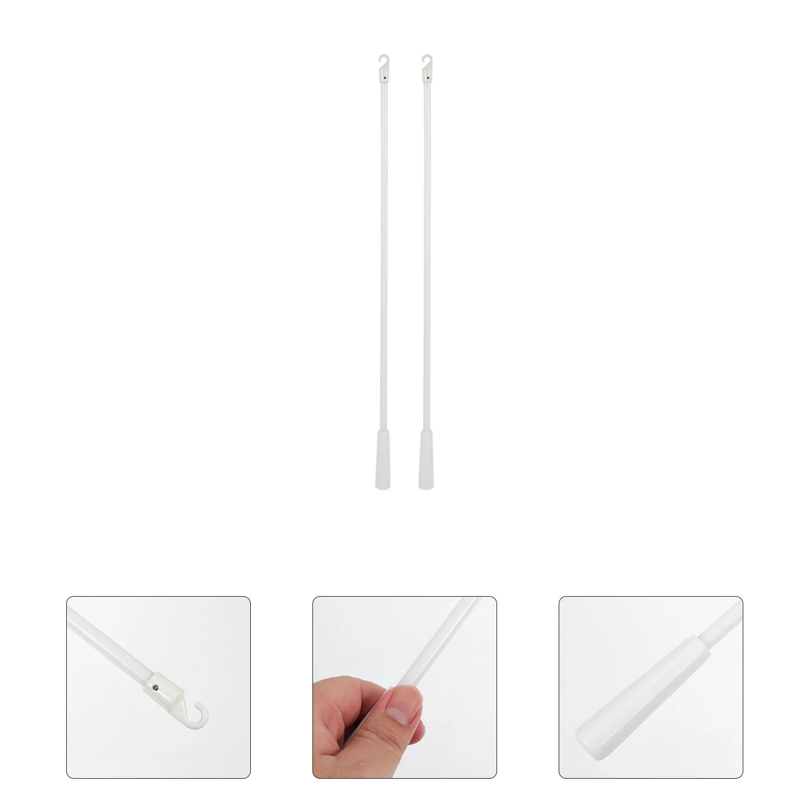 

2 Pcs Blinds Venetian Rod Window Opener Pole Curtain Vertical Pull Stick with Hook Wand Replacement White Repair Drapery