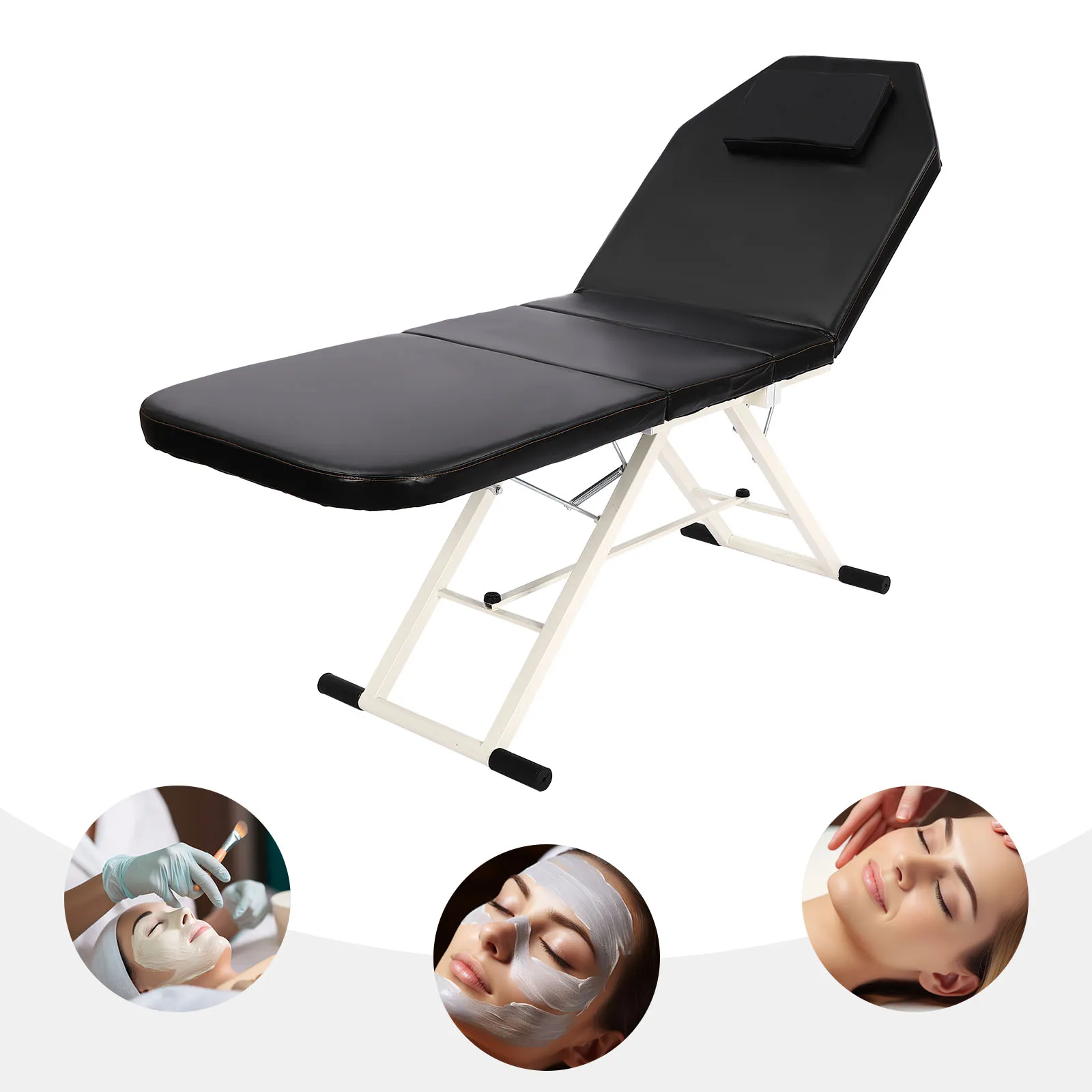 3 Fold Massage Chair Lightweight Folding Massage Table Salon Tattoo Beauty Therapy Eyelash Couch Bed White/Pink/Black