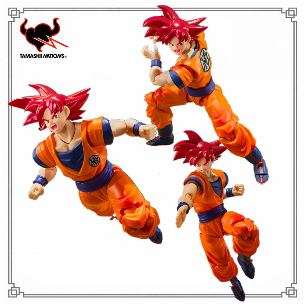 

In Stock Original Dragon Ball Z S.H.Figuarts SUPER SAIYAN GOD SON GOKU SAIYAN GOD OF VIRUTE Anime PVC Action Figure Toys 16cm