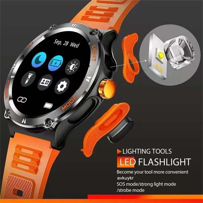 2024New For HUAWEI Xiaomi Outdoor Sport Smart Watch Men GPS Fitness Compass LED Flashlight 3ATM Waterproof BT5.3 Call Smartwatch
