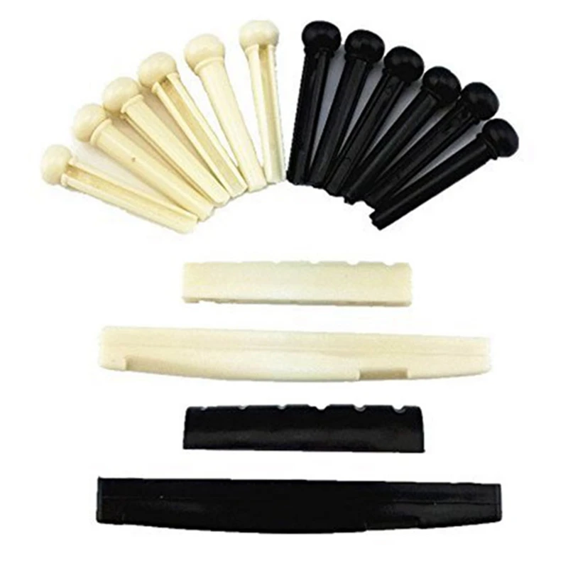 4 комплекта черно-белых штифтов для моста из АБС-пластика, седла и гайки, запасные части для акустической гитары