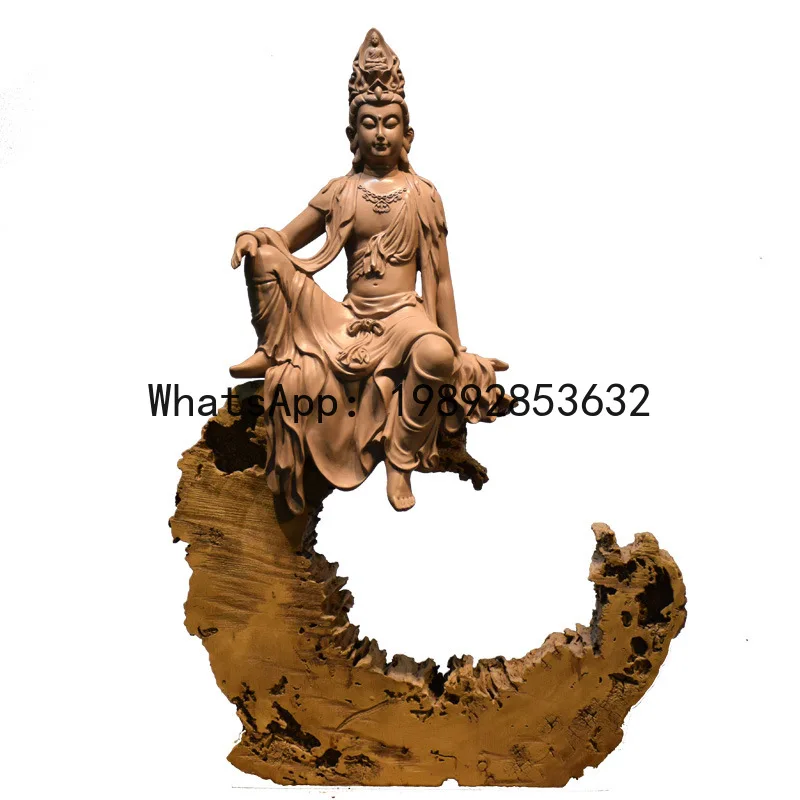 ZK New Chinese Style Buddha Statue Zen Worship Ornament Entrance Tea Room Living Room Curio Cabinet Decoration