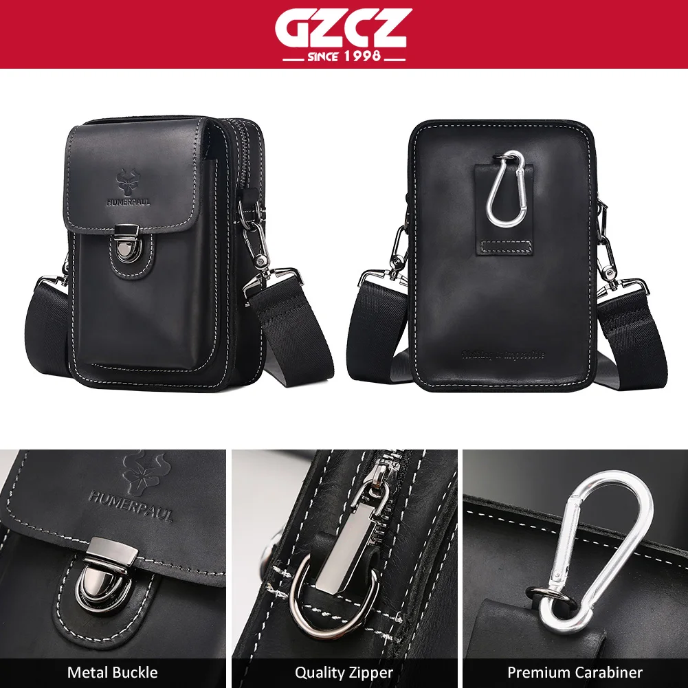 جلد حقيقي الذكور الخصر حزمة الرجال الصغيرة الصدر الكتف حقيبة بحزام عالية الجودة الهاتف الخليوي كيس مزموم في الهواء الطلق الذكور Crossbody #5