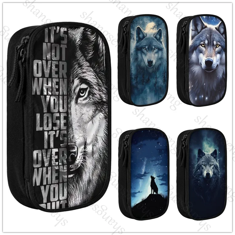 

Galaxy Wolf Dreamcatcher Pen Bag Large Capacity Pencil Case Multifunctional Stationery Storage Bag Student School Supplies