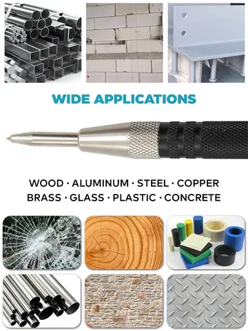 128mm woodworking center punch automatic spring locator glass striker broken window silver black automatic sample punch tool