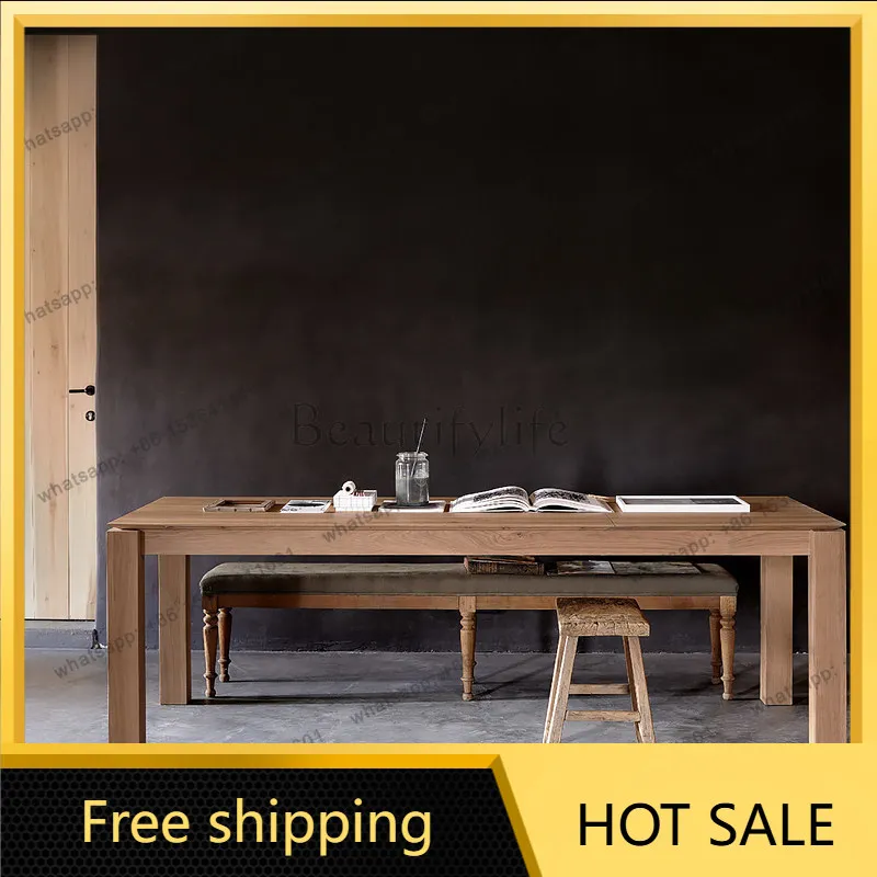 LSLiving Room Extending Dining Table Modern Wood Center Restaurant Dining Table Office Study Mesas De Comedor Kitchen Furniture