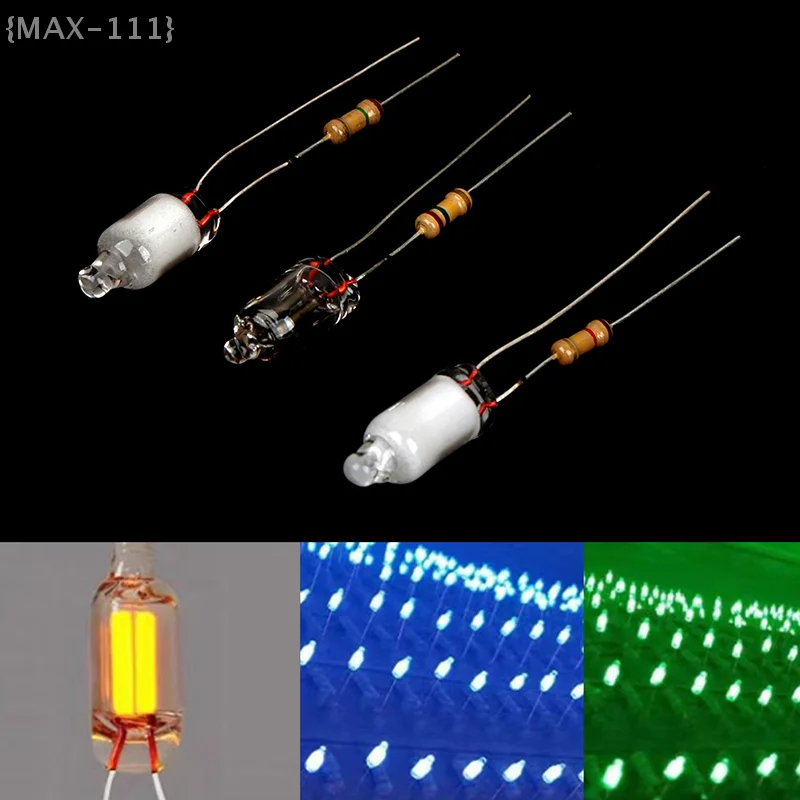 【F-MAX111】10Pcs Neon Light Bulbs 6*13mm Mini Neon Light Indicator With Resistor 220V Red/Blue/Green