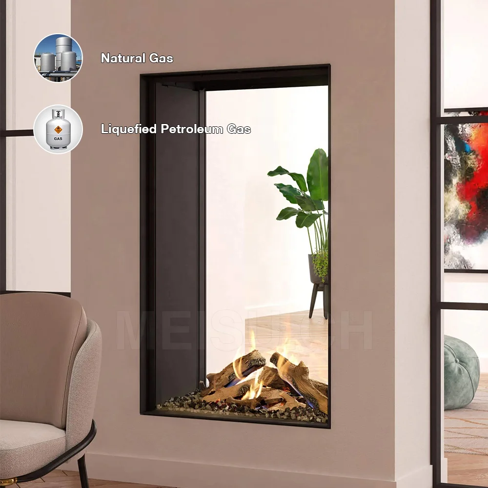 MEISU.CH Customizable Flame Adjustment Grand View Fire Surface Large Inserts Indoor Real Fire Pilot Assembly Gas Fireplace