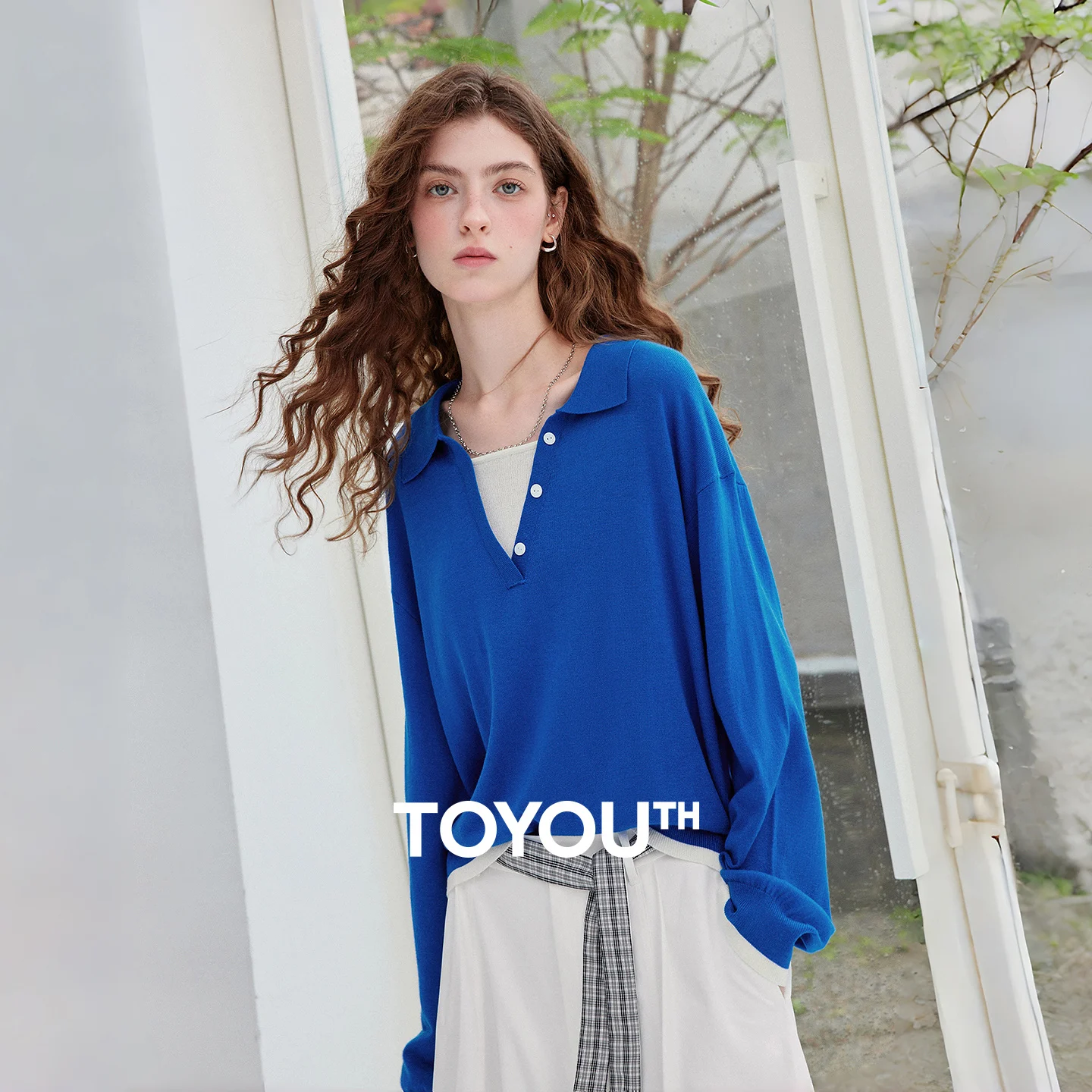 TOYOUTH Women's Knitwear Top 2026 Autumn New Wool Blend Color Block Fake Two Piece Skin-friendly Slim Casual Style