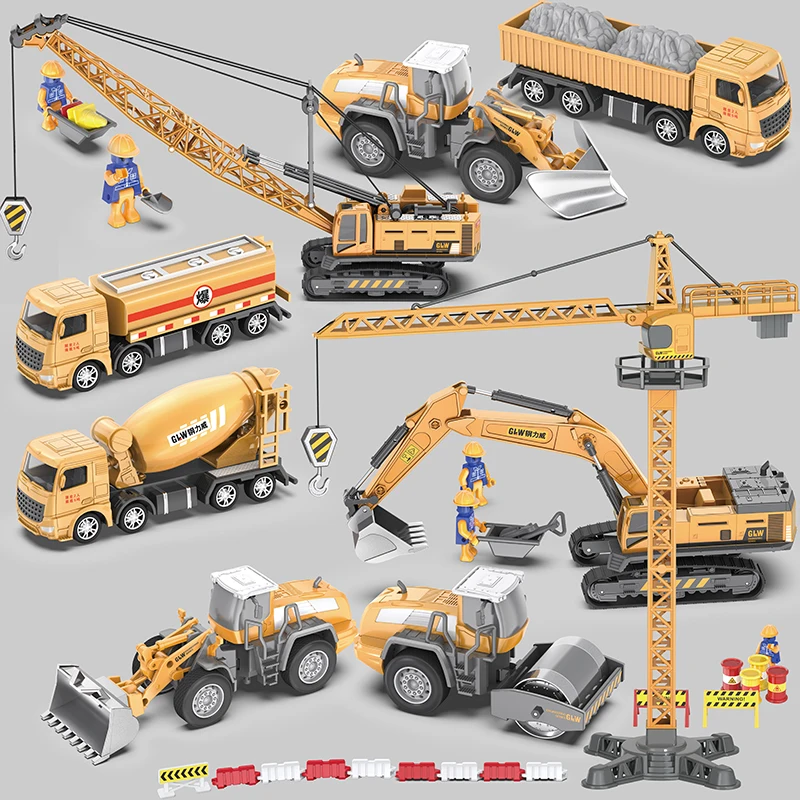 1:55 11 Styles Scale High Simulation Alloy Toys Diecast Loader Bulldozer Excavator Engineering Truck Construction Boys Gifts