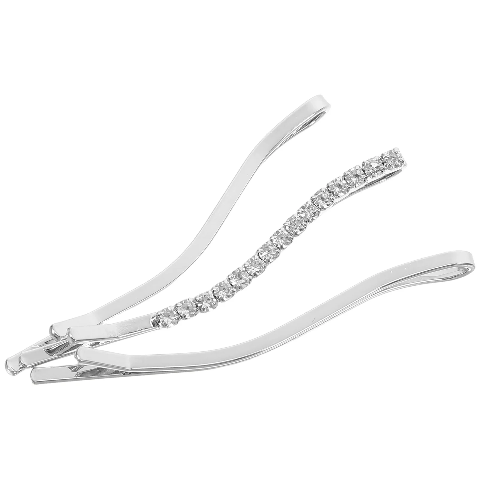 

1 Set Rhinestone Clips Side Bangs Curved Alloy Bobby Pins Shiny Barrettes Bling Wedding Bridal Accessories For Women Girls Thin