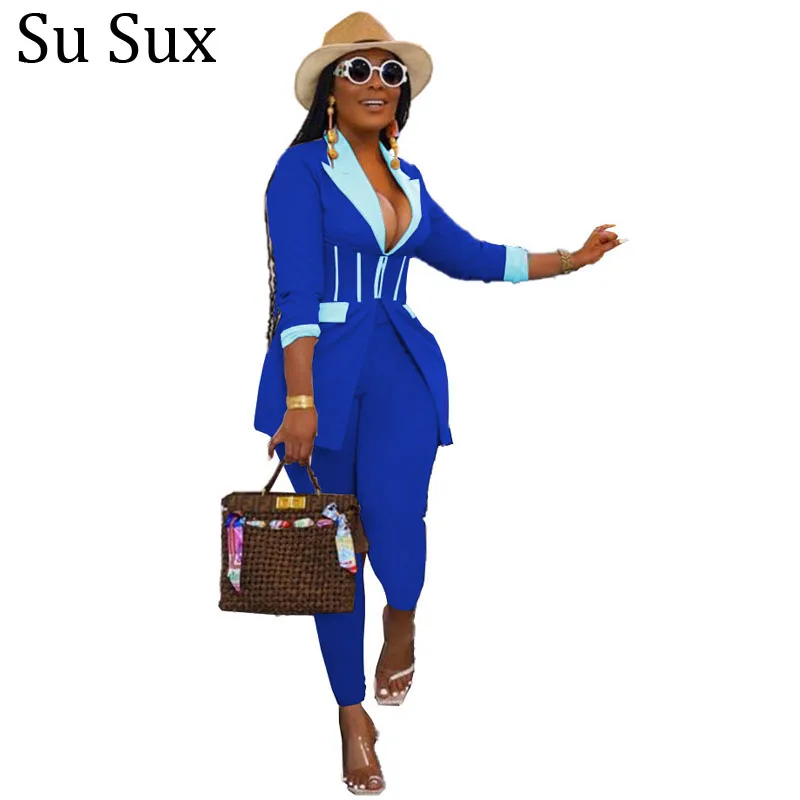 

Office Lady Blue Blazer Short Pant Suits For Women 2 Pieces Turn Down High Waist Jacket Coat and Half Trousers Outfits Overalls