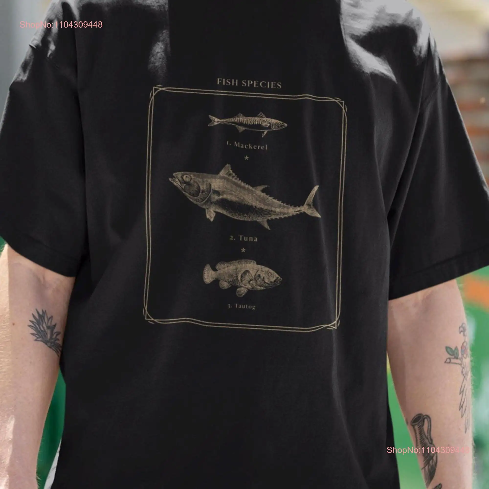 Vintage Fish Species T Shirt Marine Life Illustration Mackerel Tuna Tautog Unique Ocean Lover Art long or short sleeves