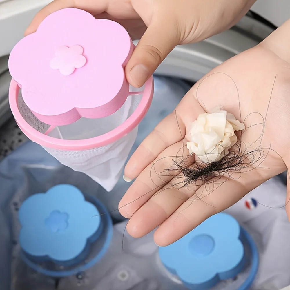 Plum Blossom Washing Machine Filter Remove Dirty Hair Mesh Yarn Laundry Reusable Ball Pet Fur Lint Hair Catcher Clothe Cleaning