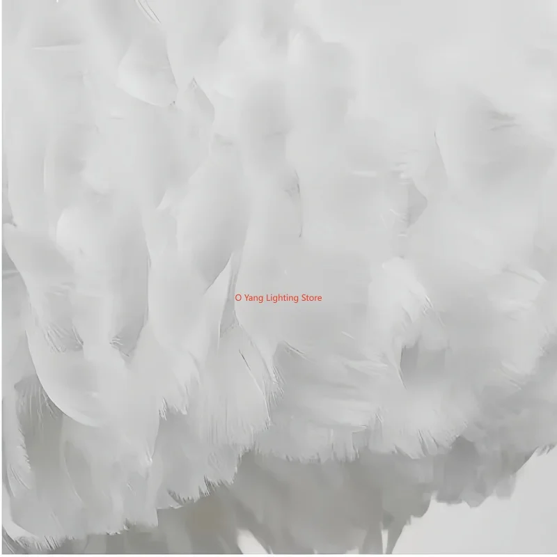 Nordic Bedroom White Feather Home Decor  Creative LED Ceiling Lamp Modern Simple Eye Protection  Light