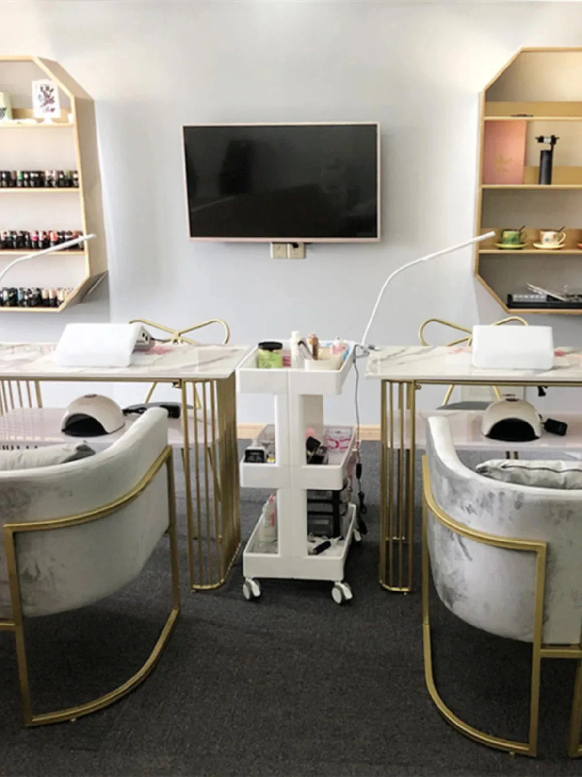 Tafels voor professionele nagelmanicure stoel salonmeubilair mesa de tafel stofafscheider benodigdheden apparatuur roze bureau draagbaar