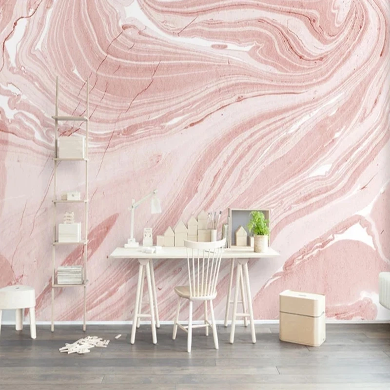 Custom Photo Wallpaper Modern Abstract Art Pink Stone Marble Mural Wedding House Romantic 3D Living room TV background bedroom