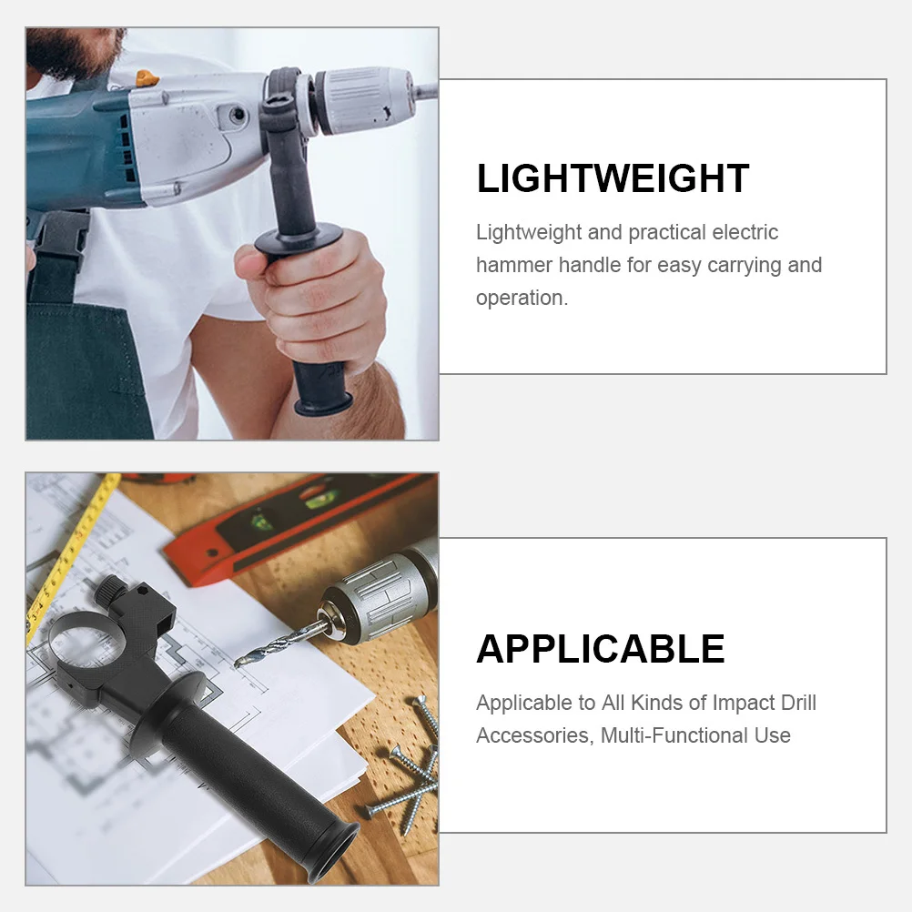 

2Pcs Electric Hammer Handle Accessory Sturdy Plastic Side Front Grip for Impact Drill Lightweight Non-Slip Replacement Tool