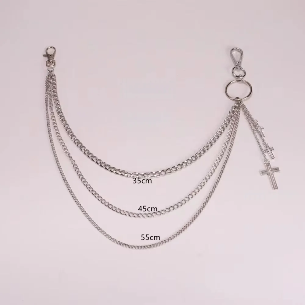 새로운 메탈 팬츠 체인 행잉 스타 펜던트 청바지 체인 키체인 기하학적 십자가 벨트 체인 선물