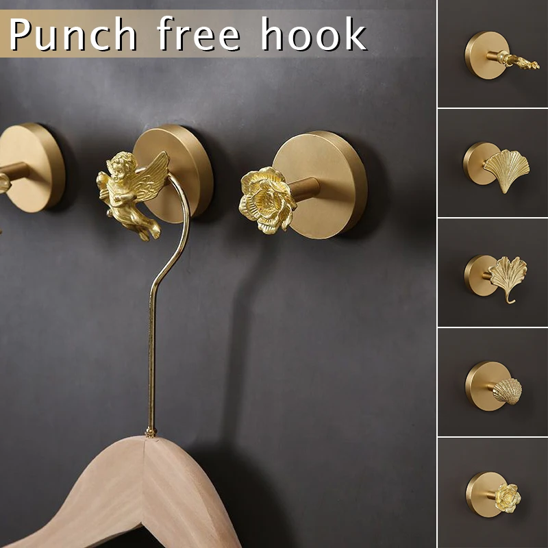 3D Animals Leaf Doorroom Brass Bearing Hooks Bathroom Indoor Kitchen Hallway Wall Clothes Hooks Wall Hangings Row Hooks