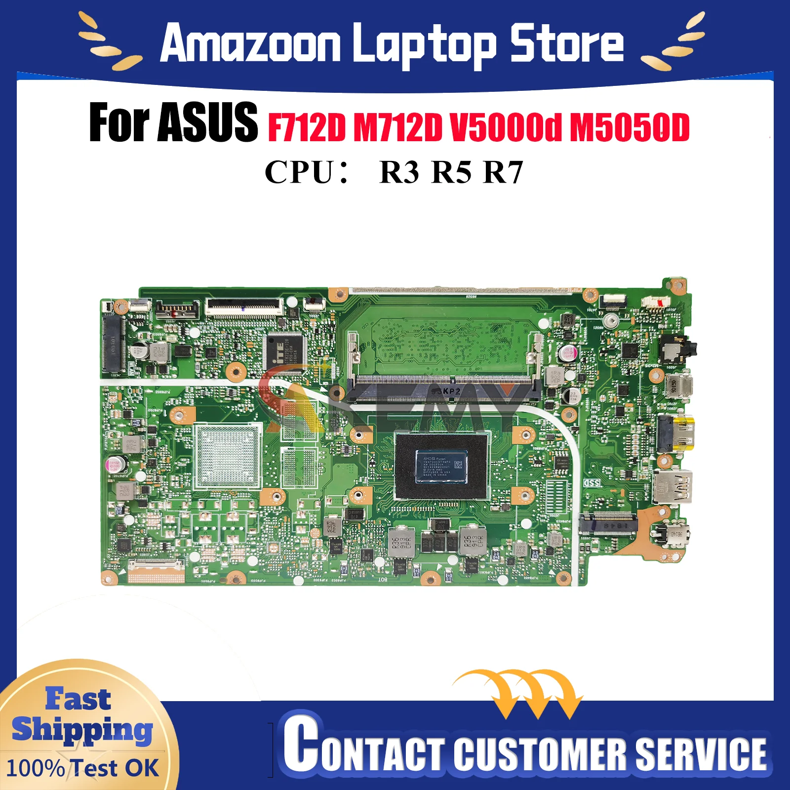 

X712DA Материнская плата для ноутбука ASUS VivoBook X712D V5000d X712DA X712DAP M5050D M712D X712DAU F712D X712DK Материнская плата R3 R5 R7 CPU