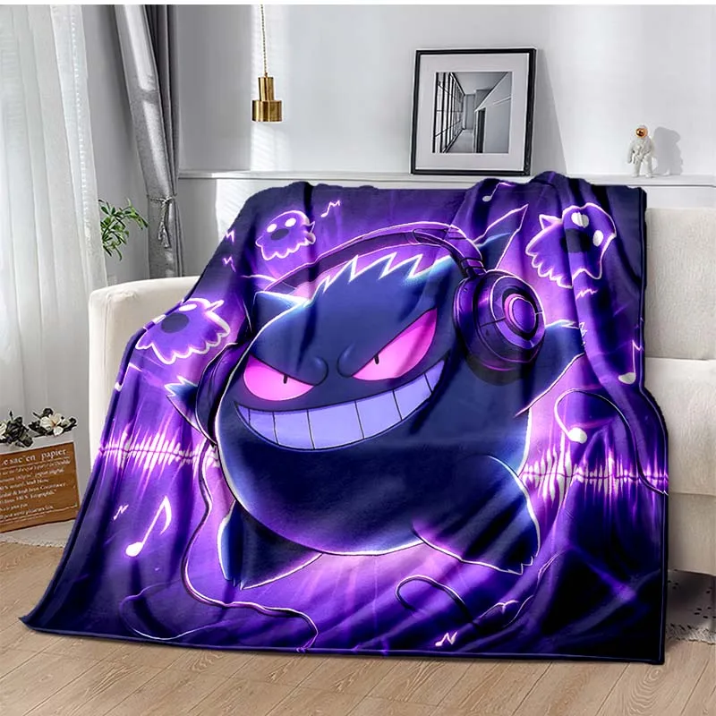 

6 Sizes Pokémon Gengar Pattern Blanket Warm Soft Fluffy Kids and Adult Sofa Bed Throw Blanket Suitable Outdoor Travel Camping