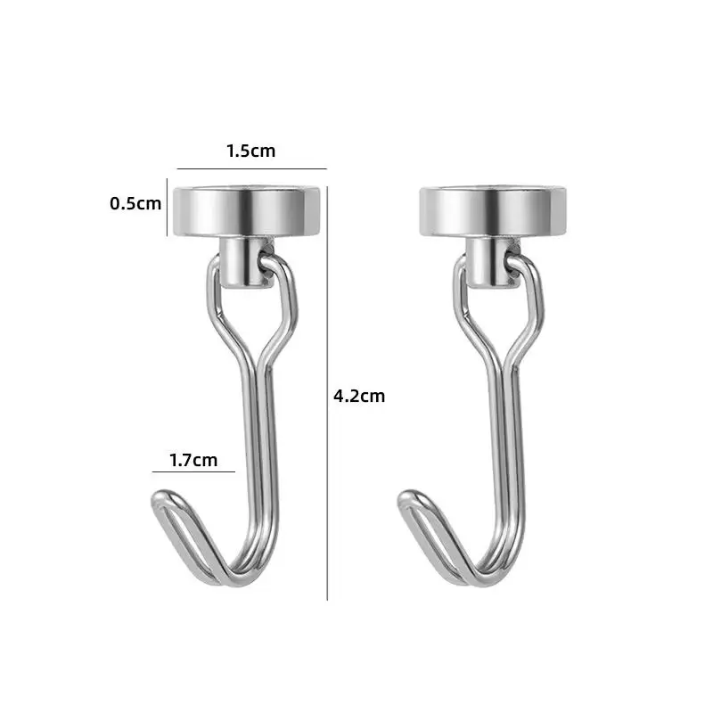 2Pcs Magnetic Hooks Heavy Duty Magnetic Swivel Hooks 360° Rotating No Drill Hangers For Refrigerator Grill Locker