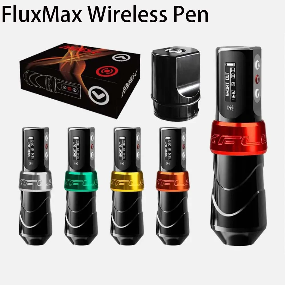 Flux Max Wireless Tattoo Machine LED Display Adjust Cartridge Battery Pen Gun Professional Makeup Instruments Pens