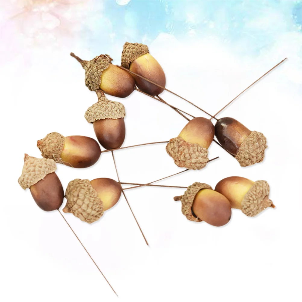 10 Pcs Xmas Acorn Branches Decor Artificial Nuts Fruit Acorns for Crafts Decorative