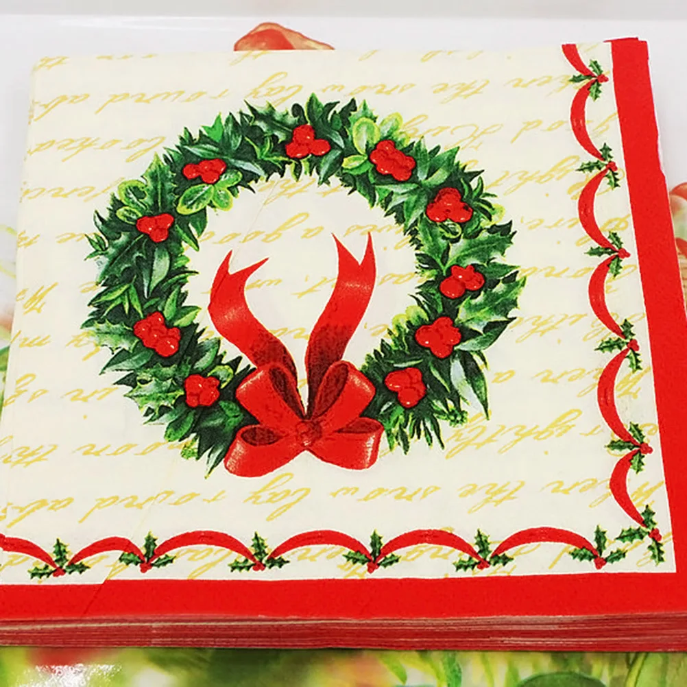 

100 Pcs Christmas Napkins Large Size Printed Paper Safe Use Adorable Graphics Party Supplies Holiday Table Cloth Home Textiles