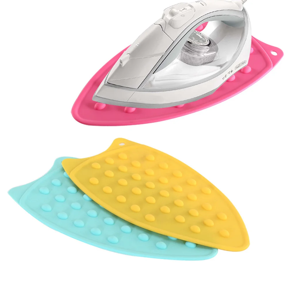 

2pcs Silicone Insulation Pad For Flat Iron Heat Resistant Non-Stick Mat With Hanging Hole Dots Texture Ironing Rest Board Green