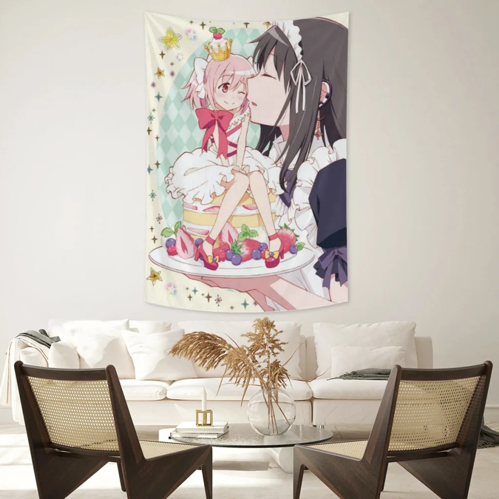 

Anime Tapestry Japan Kawaii Puella Magi Madoka Magica Wall Hanging For Bedroom Décor Aesthetic