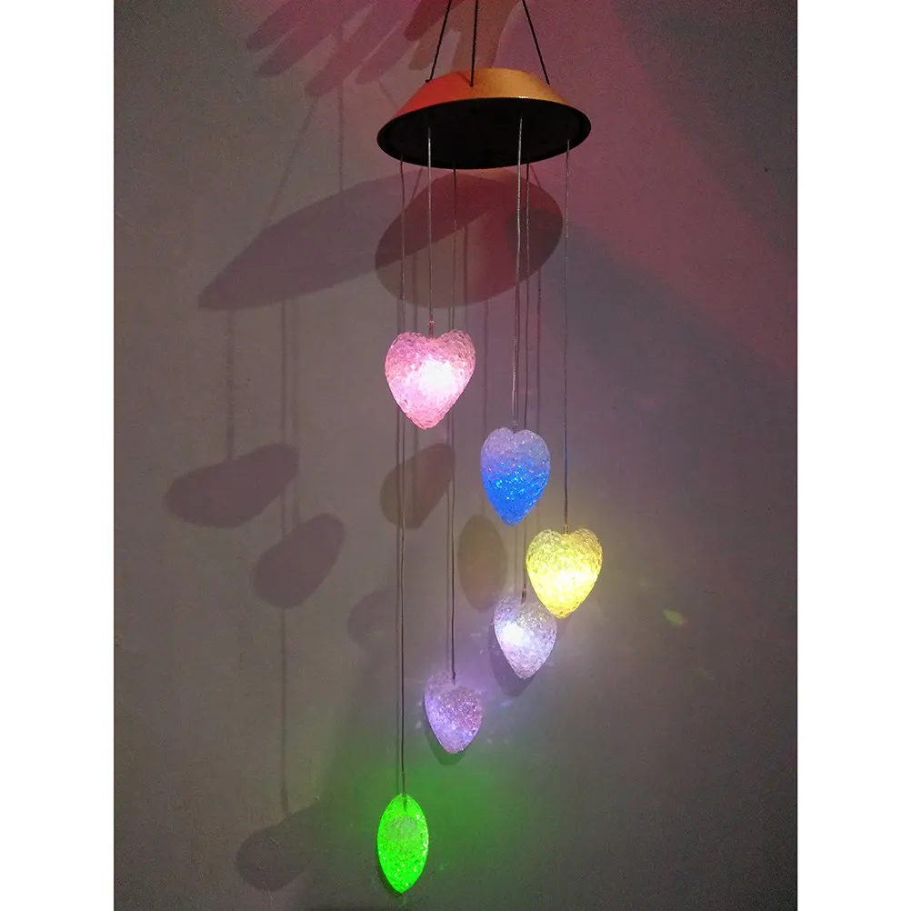 Solar Powered Wind Chime Home Decor Chimes LED Light Lamp Decorative Lights Heart