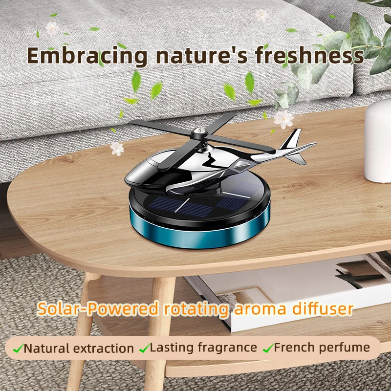 Solar-Powered Car Air Freshener: Continuously Spreading Fragrance - Helicopter-Shaped Auto Diffuser with Refreshing Scent - Suit