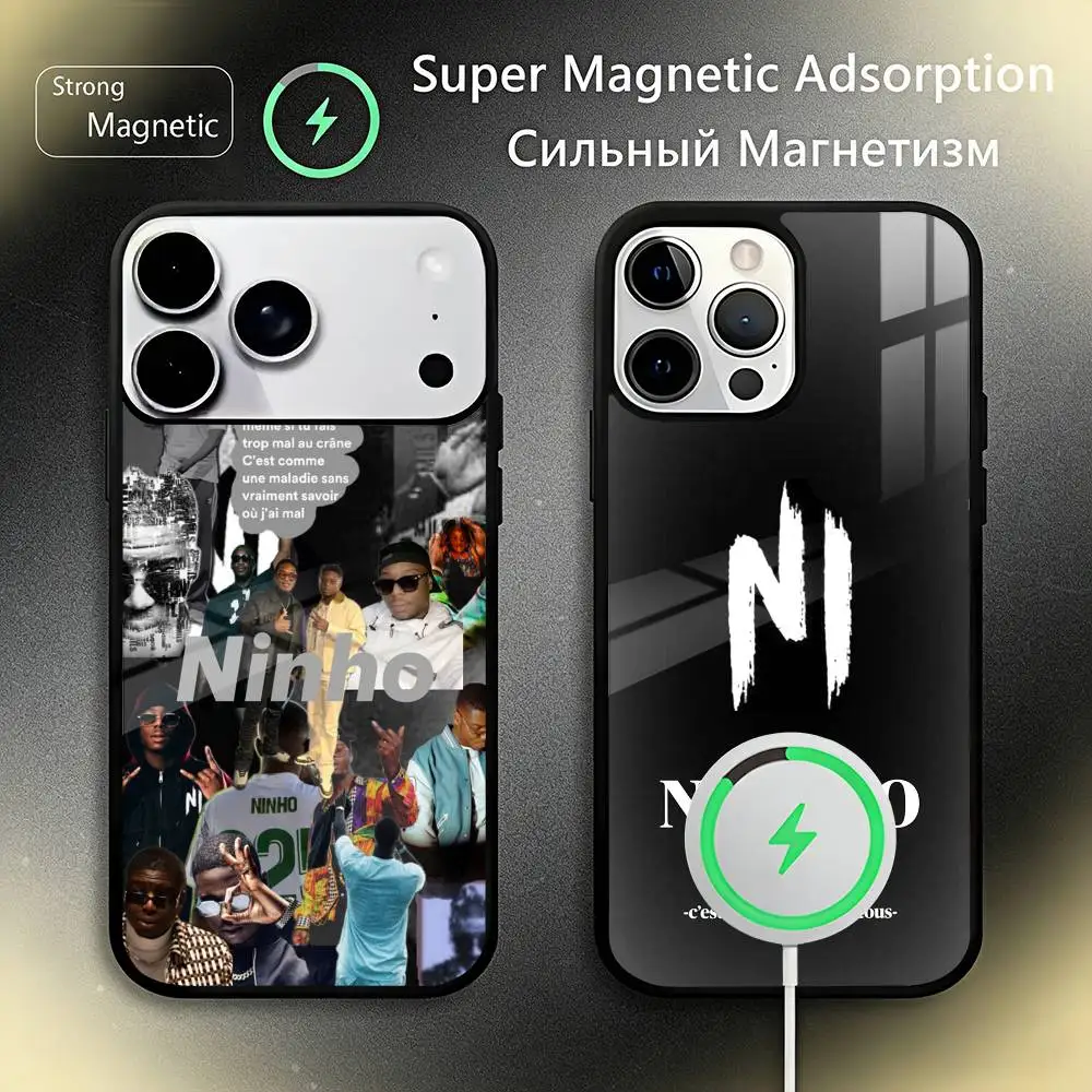 Capa de Celular Rapper N-Ninho N-NI para iPhone 17, 16, 15, 14, 13, 12, 11 Plus, Pro Max com Carregamento Sem Fio MagSafe