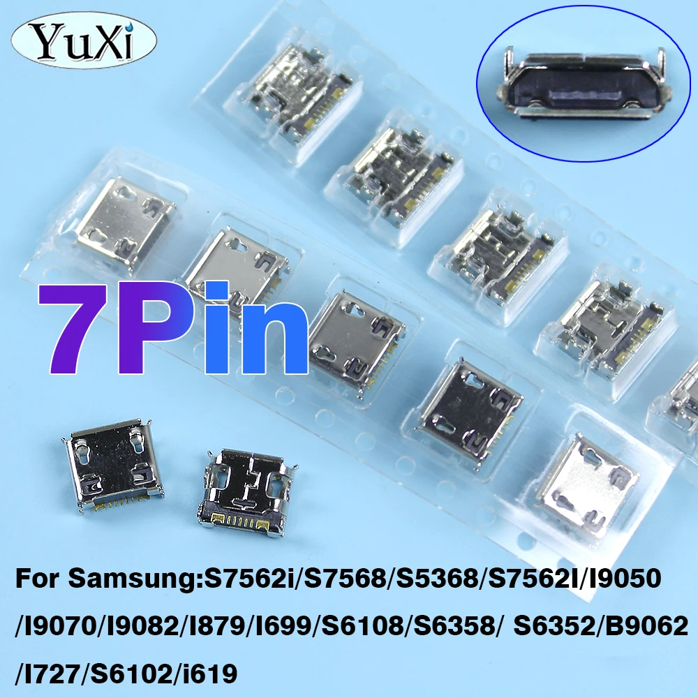 10pcs Micro USB Jack Charging Socket Port Plug Dock Connector 7Pin For Samsung S7562i S7568 S5368 S7562I I9050 I9070 I9082 I879