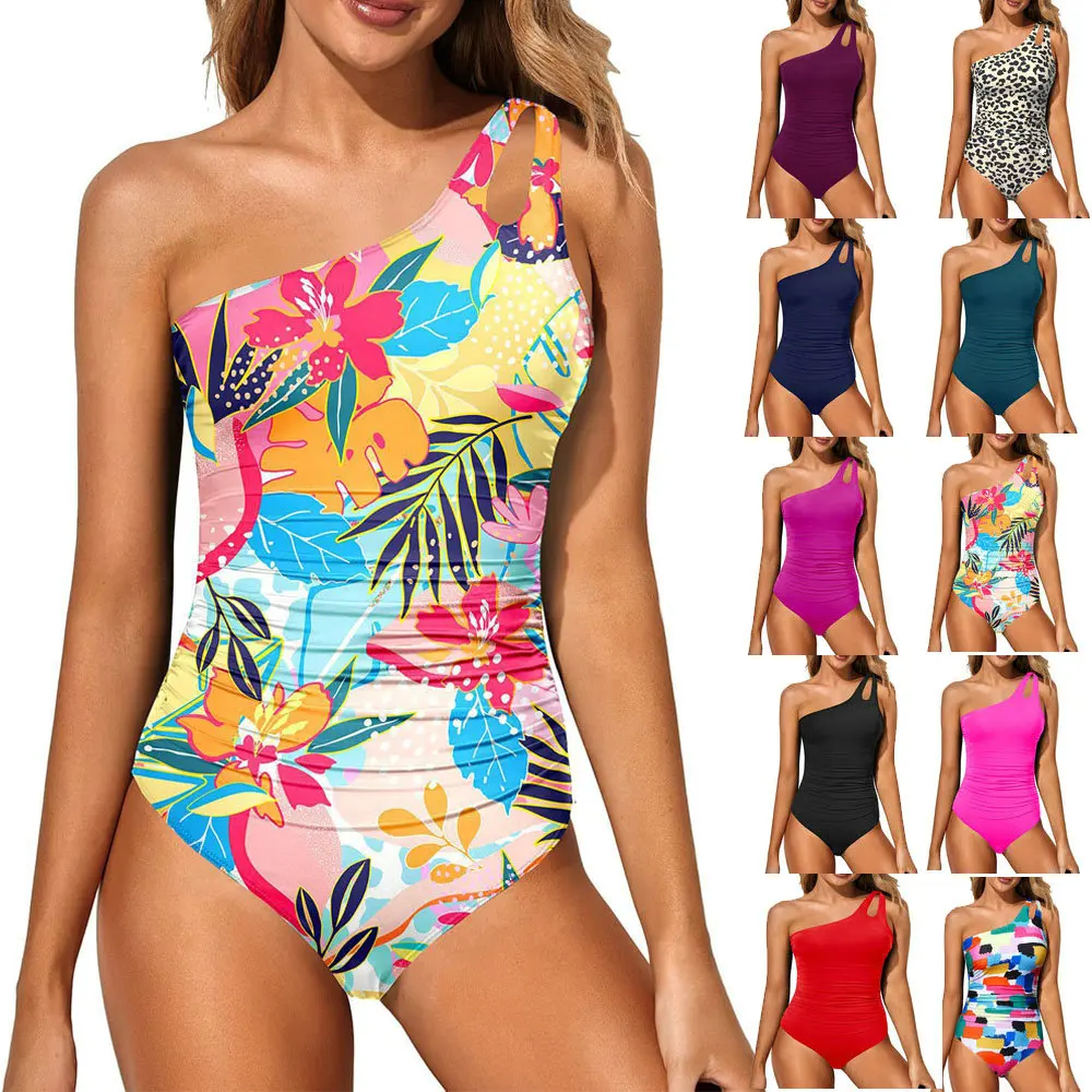 

Новинка 2025 года, однотонное сексуальное бикини с вырезами, женский купальник, цельный купальник, трансграничный купальник, модная пляжная одежда