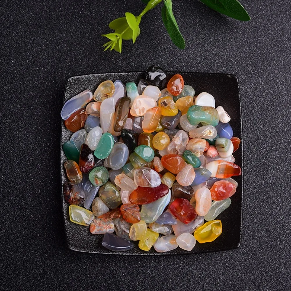 Reusable 100g Seven Colored Agate Transparent Art Gravel Natural Crystal Decorative Landscape Craft for Garden Decoration