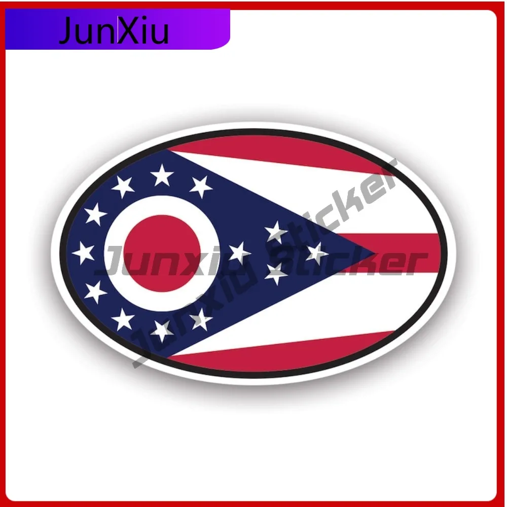 

Ohio Flag Oval Waterproof Scratch Resistant Cartoon For Helmet Truck Rear Windshield Self Adhesive Easy To Remove Decor Car