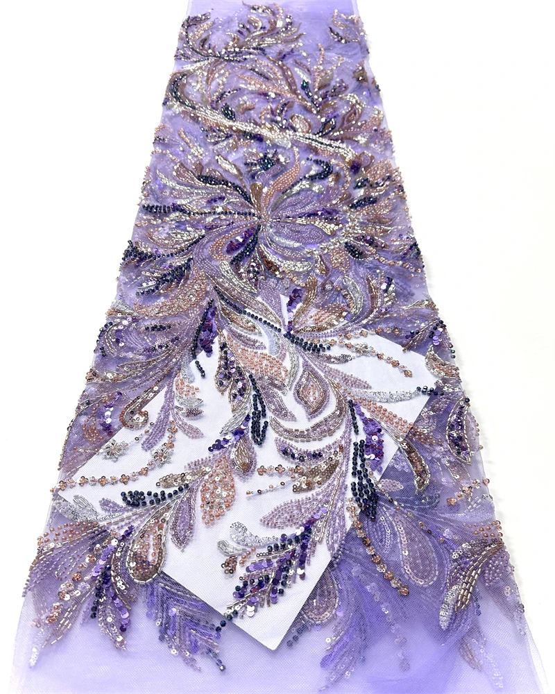 

African Groom Lace Fabric High Quality Lace French Tulle Sequins Embroidery Beads Tulle Lace Fabric For Party Dress Women