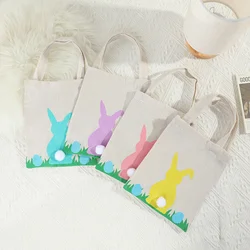Easter Bunny Basket Gift Handbags Cute Stuffed Ball Tote Bag Kids Candy Goodie Rabbit Ear Bags Portable Eco Storage Container