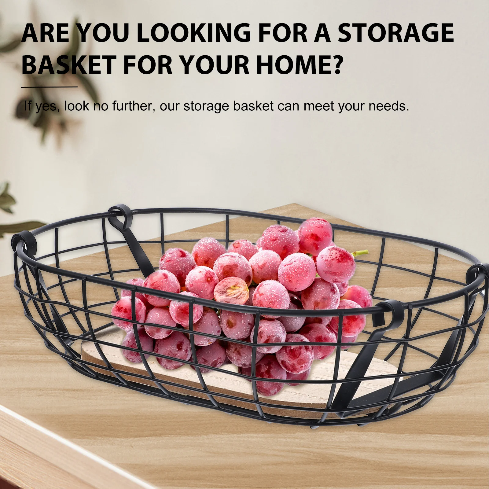 

1Pcs Creative Storage Basket Iron Wood Fruit Container Snack Holder Multi Functional Tea Table Sundries Organizer