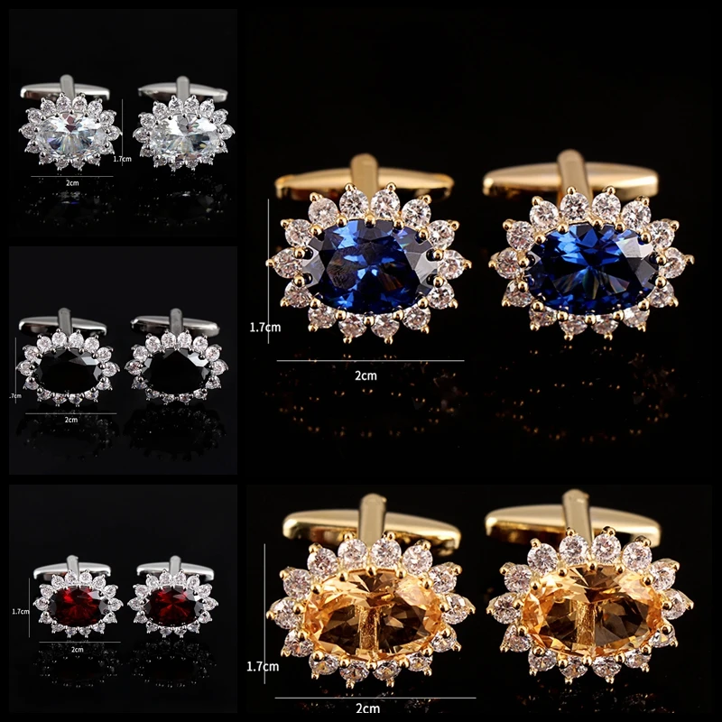 

Cufflinks For Men Luxury Novelty Blue White Cufflinks For Mens Brand High Quality Crystal Gold Silvery Cuff link Shirt Cuff Link