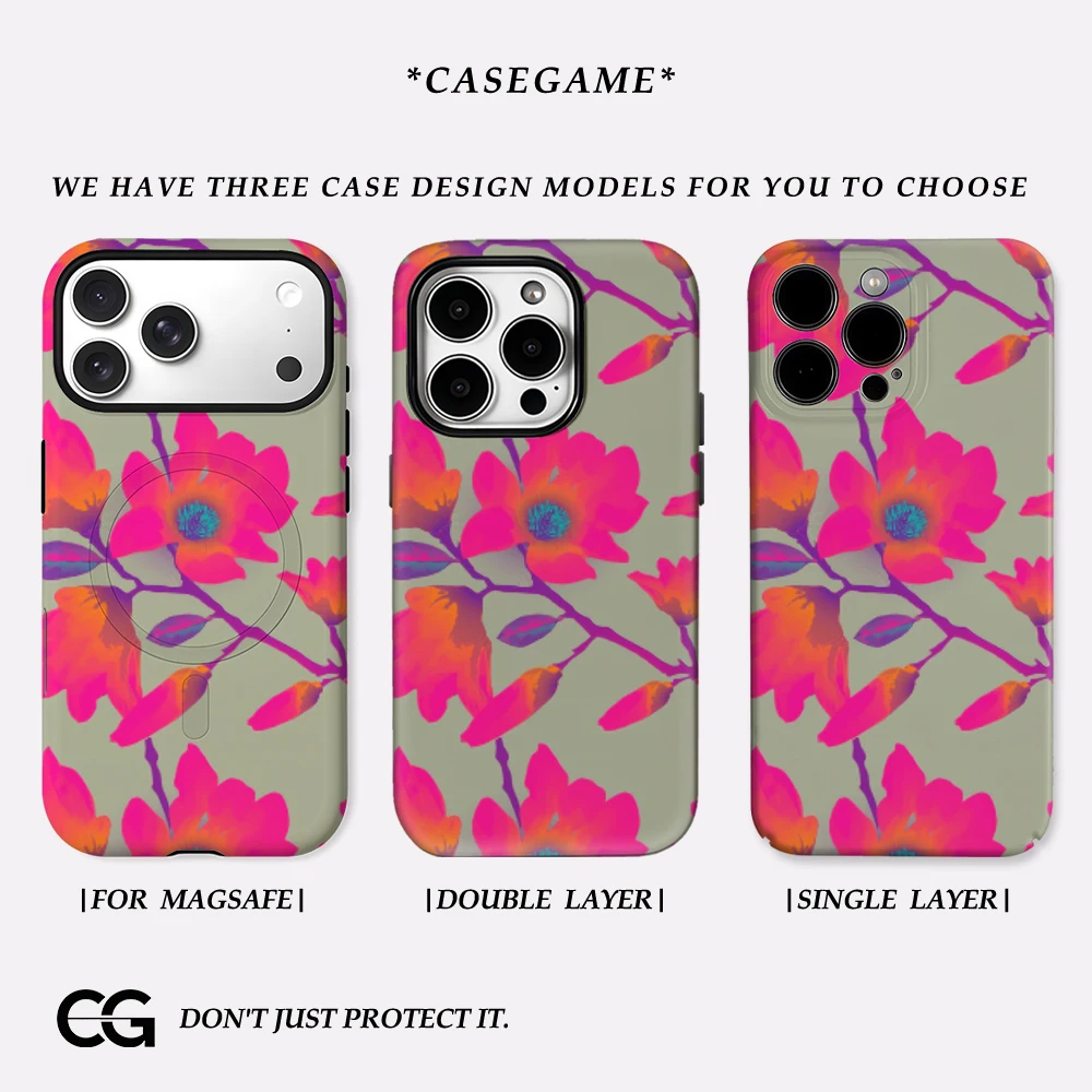 Neon Floral Pop IPhone17 Must for Magnetic Phone Case for IPhone 17 16 15 14 13 Pro Max Plus Single Double-layer Tough Case