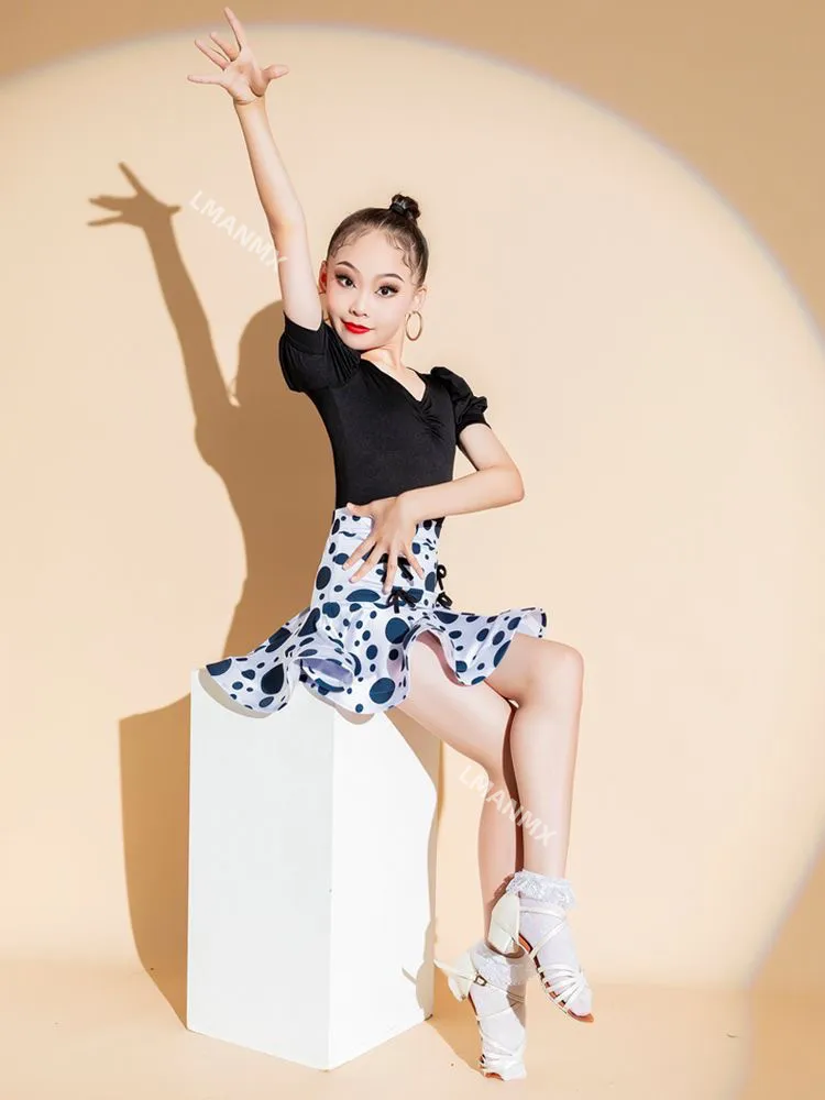 여아용 새로운 라틴 댄스 드레스, 어린이 연습 드레스, 여름 스플릿 퍼포먼스 드레스