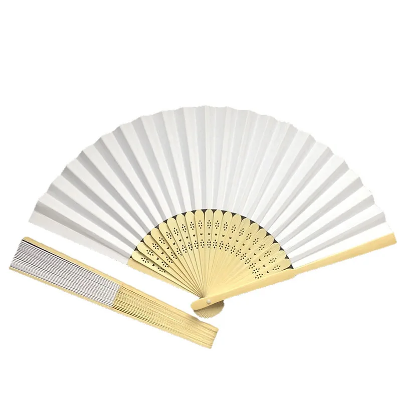 Bruiloftwaaier Bamboe Vouwwaaier Dames Wit DIY Feestdecoratie Kunstnijverheid Cadeau Ornament Danswaaier Handwaaier - afbeelding 2