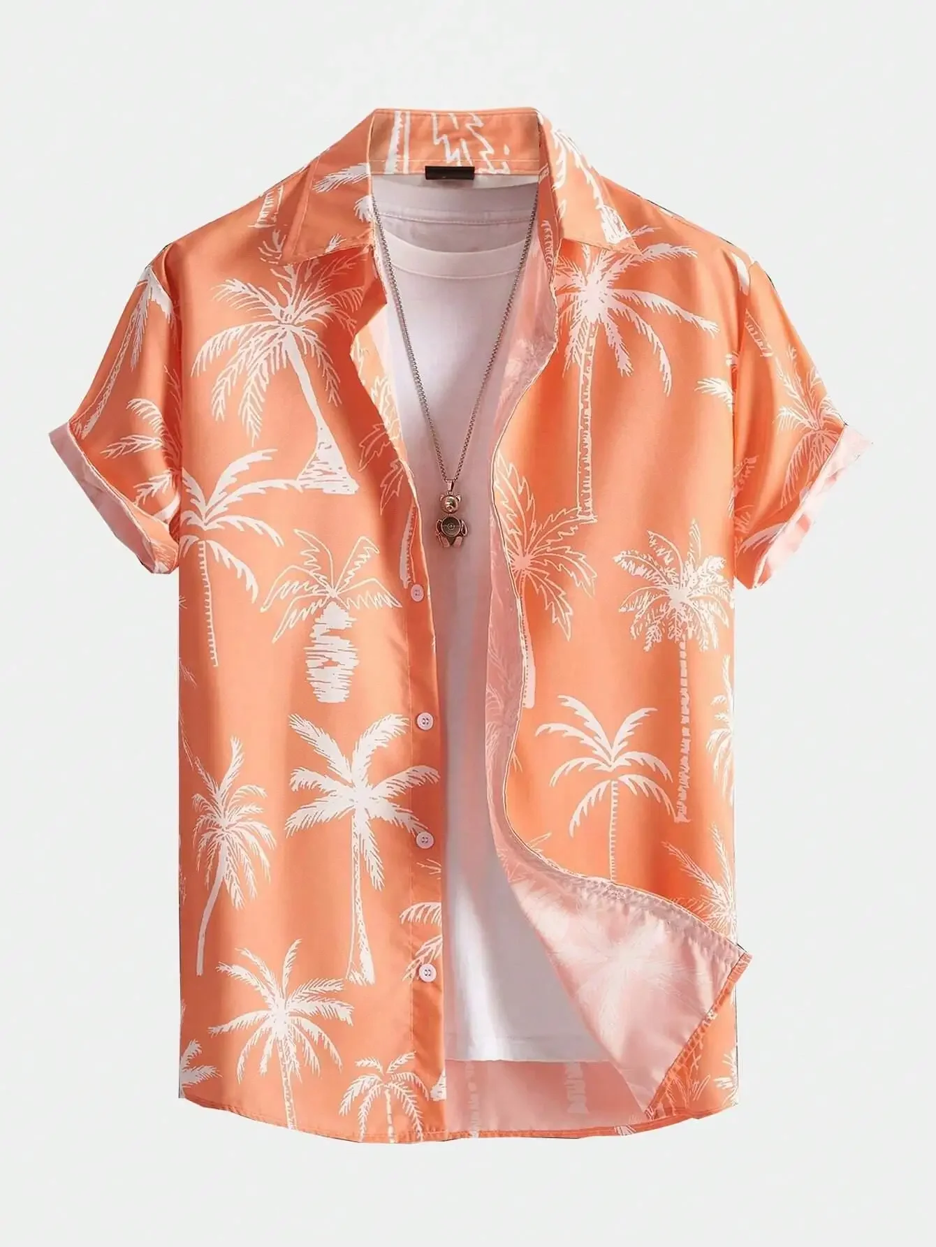 Men's summershirts  printed coconut pattern summer shirt, new style loose men's clothing, short-sleeved buttoned shirts